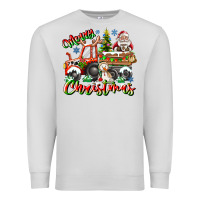 Dove Grey Merry Christmas  tractor Premium Sweatshirt - CowhideDigitalArt