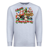 Heather Grey Merry Christmas  tractor Premium Sweatshirt - CowhideDigitalArt