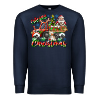 Navy Merry Christmas  tractor Premium Sweatshirt - CowhideDigitalArt