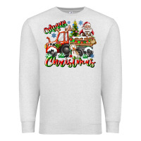 Oatmeal Heather Merry Christmas  tractor Premium Sweatshirt - CowhideDigitalArt