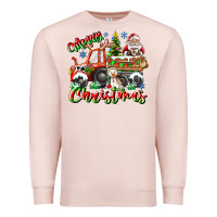 Pale Pink Merry Christmas  tractor Premium Sweatshirt - CowhideDigitalArt