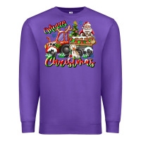 Purple Merry Christmas  tractor Premium Sweatshirt - CowhideDigitalArt