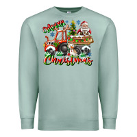 Seafoam Merry Christmas  tractor Premium Sweatshirt - CowhideDigitalArt