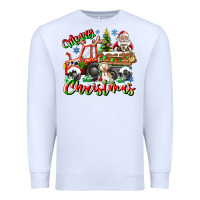 White Merry Christmas  tractor Premium Sweatshirt - CowhideDigitalArt