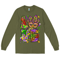 Army Green Mardi Gras love Long Sleeve Tee - HowdyJamesFarm