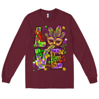 Burgundy Mardi Gras love Long Sleeve Tee - HowdyJamesFarm