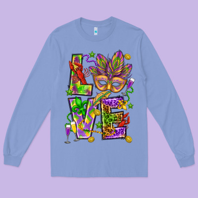 Mardi Gras Love Long Sleeve Tee Designed By Howdyjamesfarm