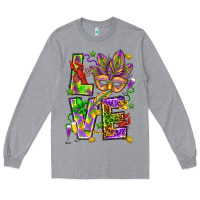 Heather Grey Mardi Gras love Long Sleeve Tee - HowdyJamesFarm