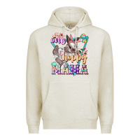 Oatmeal Heather one hoppy mama Premium Hoodie - FaDigitalArtStudio