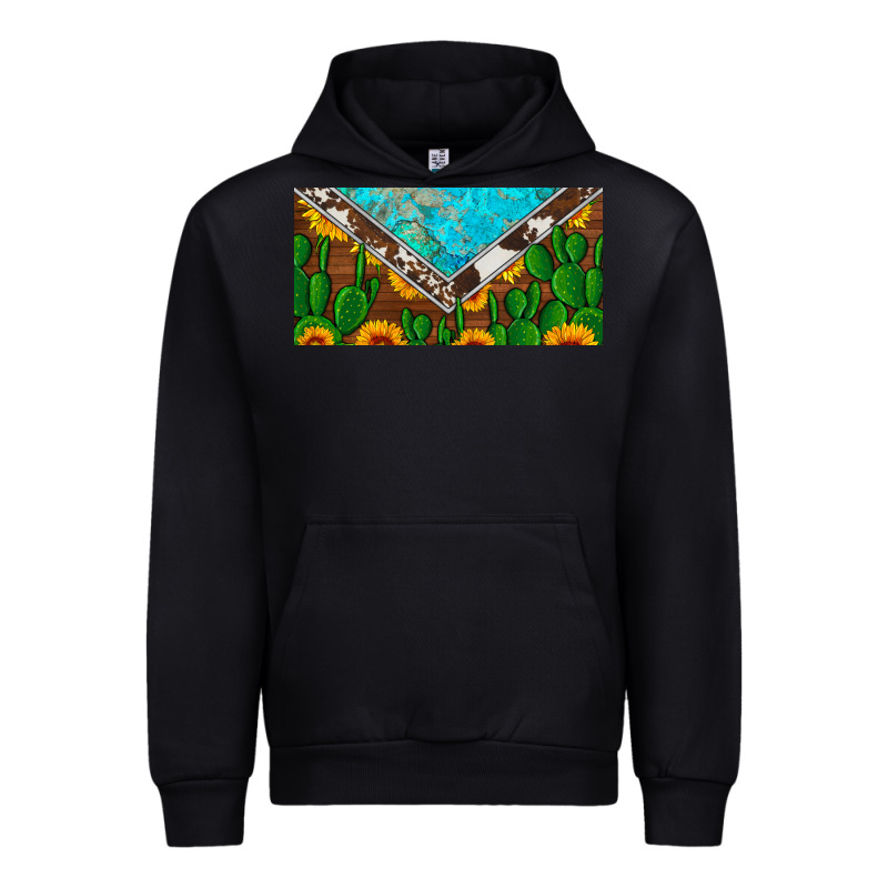 Cactus Sunflower Cowhide And Turquoise License Plate Urban Hoodie by Artiststas | Teevron