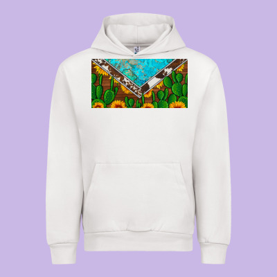 Cactus Sunflower Cowhide And Turquoise License Plate Urban Hoodie Designed By Artiststas