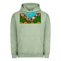 Pigment Oil Green cactus sunflower cowhide and turquoise license plate Urban Hoodie - Artiststas