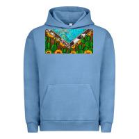 Pigment Pebble Blue cactus sunflower cowhide and turquoise license plate Urban Hoodie - Artiststas