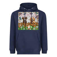 Navy Easter Dog Heavyweight Hoodie - CowhideDigitalArt