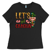 Black Let's get crackin Christmas Ladies Tee - NancyCooperArtShop