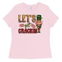 Bubblegum Pink Let's get crackin Christmas Ladies Tee - NancyCooperArtShop