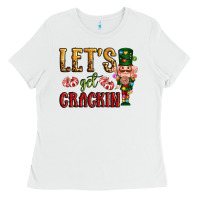 White Let's get crackin Christmas Ladies Tee - NancyCooperArtShop