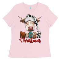 Merry Christmas Hereford Cow Ladies Tee | Teevron
