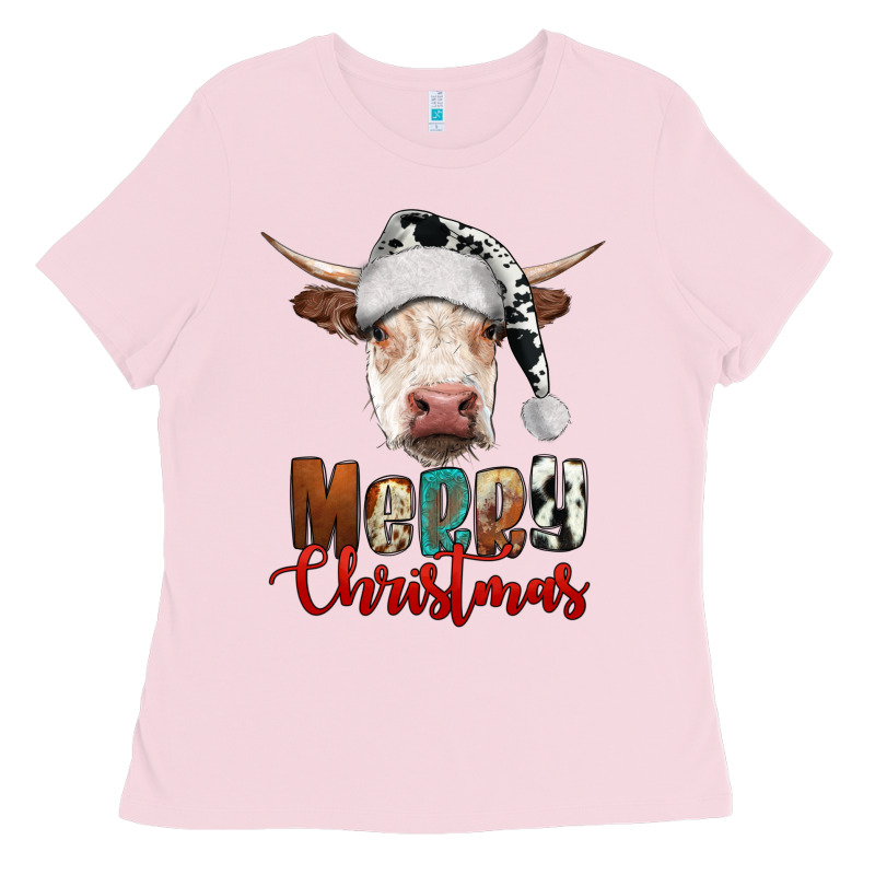 Merry Christmas Hereford Cow Ladies Tee by RanaPortraitStore | Teevron