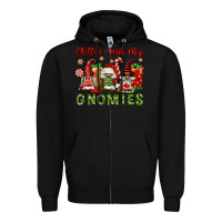 Black Chillin' With My Gnomies Zipper Hoodie - FaDigitalArtStudio