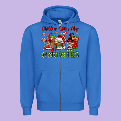 Chillin' With My Gnomies Zipper Hoodie Designed By Fadigitalartstudio