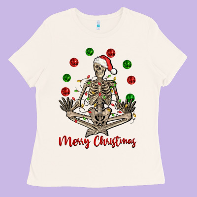 Merry Christmas Skeleton Ladies Tee Designed By Nancycooperartshop