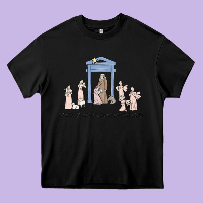 A Thrill Of Hope Nativity Heavy Core Tee Designed By Maliassmallbusiness