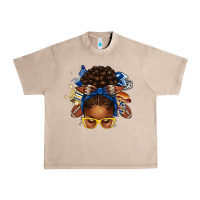 French Oak blue and gold american football afro messy bun Urban Heavy Tee - texasbilliewilder
