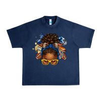 Navy blue and gold american football afro messy bun Urban Heavy Tee - texasbilliewilder