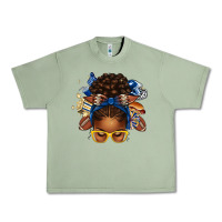 Oil Green blue and gold american football afro messy bun Urban Heavy Tee - texasbilliewilder