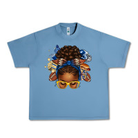 Pebble Blue blue and gold american football afro messy bun Urban Heavy Tee - texasbilliewilder