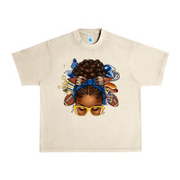 Sandshell blue and gold american football afro messy bun Urban Heavy Tee - texasbilliewilder