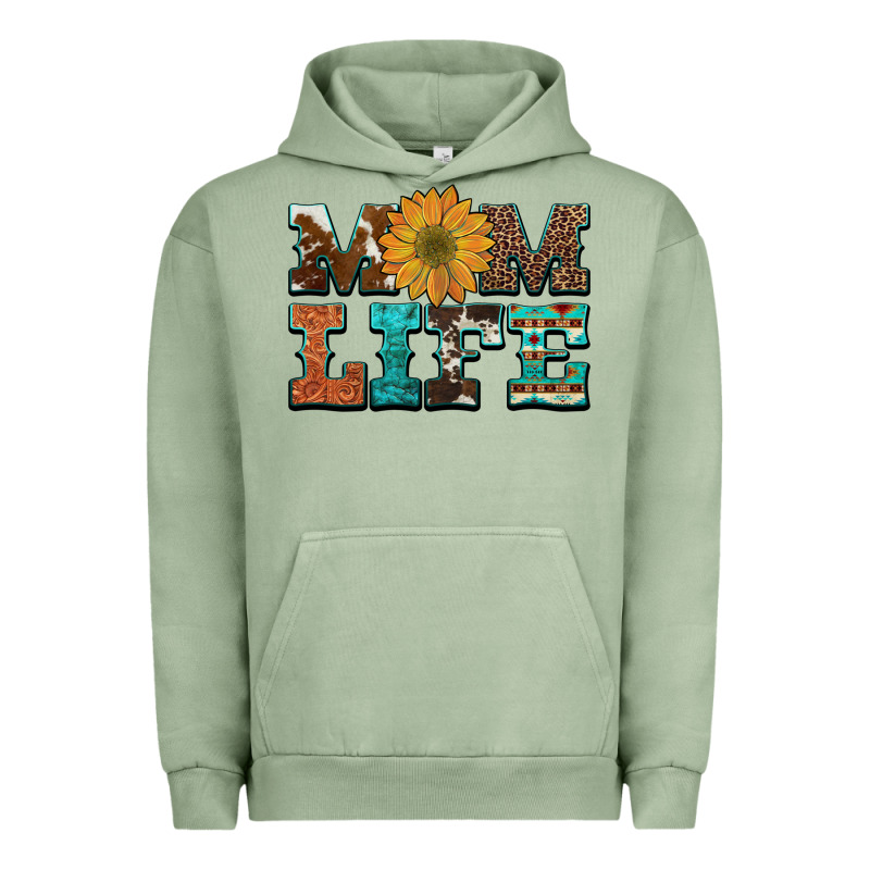 Western Cowhide Leopard Turquoise  Leather Aztec Sunflower Mom Urban Hoodie by Artiststas | Teevron