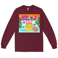 Burgundy here comes the sun Long Sleeve Tee - TumblerDesignByShophia
