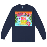 Navy here comes the sun Long Sleeve Tee - TumblerDesignByShophia