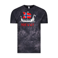 Cloud Black boat norwegian flag norway viking ship norway Vintage Tee - FloraArt