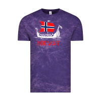 Cloud Purple boat norwegian flag norway viking ship norway Vintage Tee - FloraArt
