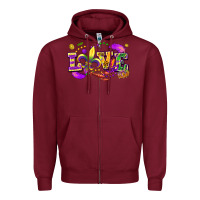 Burgundy love mardi gras Zipper Hoodie - FaDigitalArtStudio