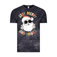Cloud Black funny groovy stay merry and bright christmas santa claus t shirt Vintage Tee - ArtMosaic