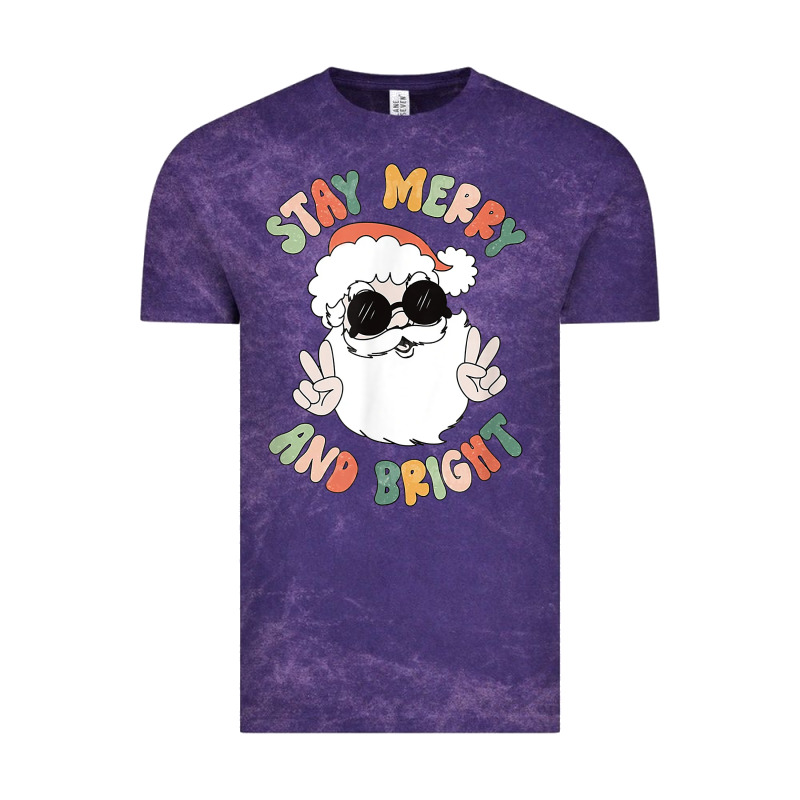 Funny Groovy Stay Merry And Bright Christmas Santa Claus T Shirt Vintage Tee by ArtMosaic | Teevron