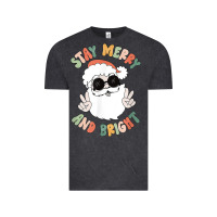 Vintage Black funny groovy stay merry and bright christmas santa claus t shirt Vintage Tee - ArtMosaic