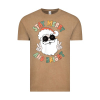Vintage Coffee funny groovy stay merry and bright christmas santa claus t shirt Vintage Tee - ArtMosaic