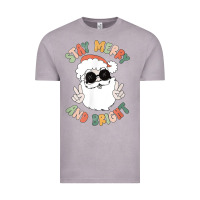 Vintage Zinc funny groovy stay merry and bright christmas santa claus t shirt Vintage Tee - ArtMosaic