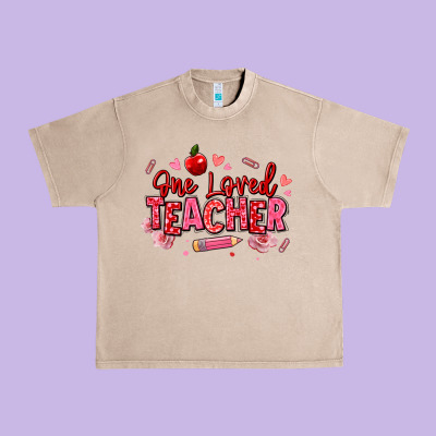 One Loved Teacher Afro Messy Bun Urban Heavy Tee Designed By Texasbilliewilder