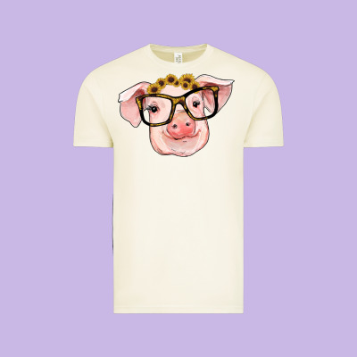 Sunflowers With Pig Vintage Tee Designed By Ranaportraitstore