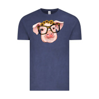 Vintage Denim sunflowers with pig Vintage Tee - RanaPortraitStore