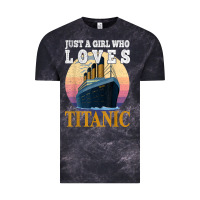 Cloud Black ship just a girl who loves titanic boat titanic girls woman t shirt Vintage Tee - ArtMosaic