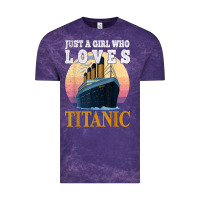 Cloud Purple ship just a girl who loves titanic boat titanic girls woman t shirt Vintage Tee - ArtMosaic