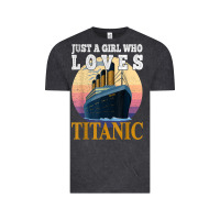 Vintage Black ship just a girl who loves titanic boat titanic girls woman t shirt Vintage Tee - ArtMosaic