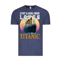 Vintage Denim ship just a girl who loves titanic boat titanic girls woman t shirt Vintage Tee - ArtMosaic